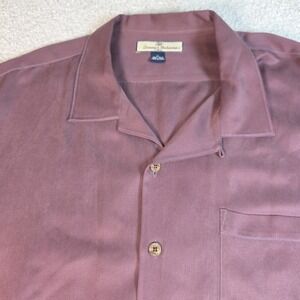 Tommy Bahama Button Up Shirt Mens XLarge Muted Burgundy Short Sleeve Relaxed Fit